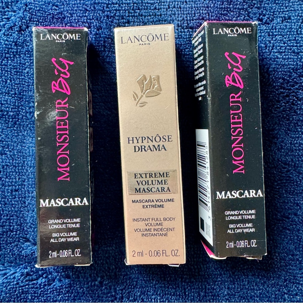 Three Lancome mascara (2ml) - 2 Monsieur Big, 1 Hypnose Drama NEW (travel/trial)
